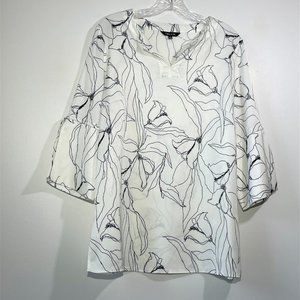 Misook Creamy White and Black Blouse Size Small